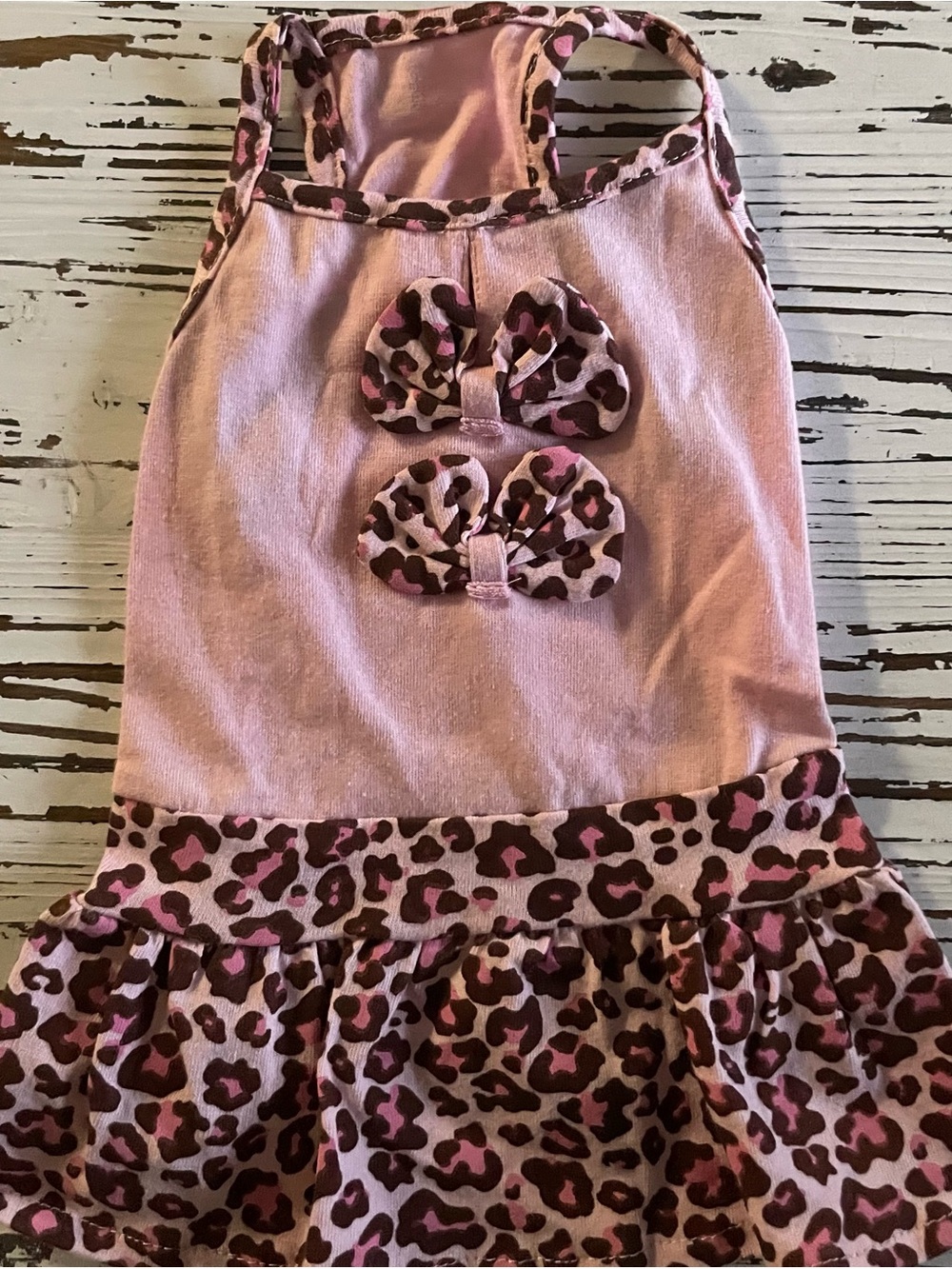 Pink Leopard Print Ruffle Dog Dress - Cute Bow Detail Small